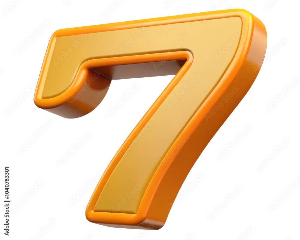 Stylized number seven in 3D, orange on a white background. Perfect for educational content, infographics, and numerical design projects Stylized number seven in 3D, orange on a white background. Perfect for educational content, infographics, and numerical design projects