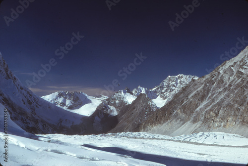 Imja tse and chukung glacier dominating the landscape in nepal photo