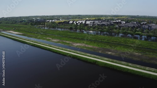 Aerial video over a green nature area in Heerenveen Netherlands photo