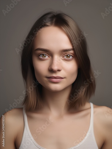 Portrait of a beautiful young woman with natural make-up.