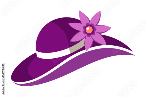 antique ladies' hat with flowers isolated on a white background