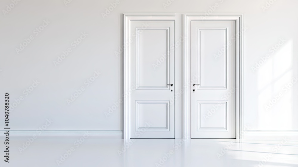 Sleek Modern Double Doors in Minimalist Interior Sleek Modern Double Doors in Minimalist Interior