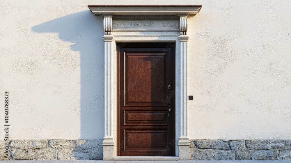 Fototapeta premium Classic Wooden Entrance Door in 3D Render