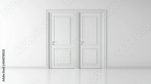 Sleek Modern White Double Doors in Minimalist Interior