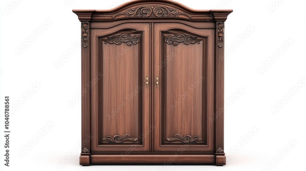 Classic Brown Wardrobe with Intricate Design Classic Brown Wardrobe with Intricate Design