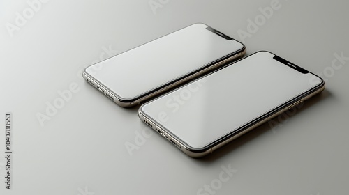 Mock-up of two smartphone with a blank white screen