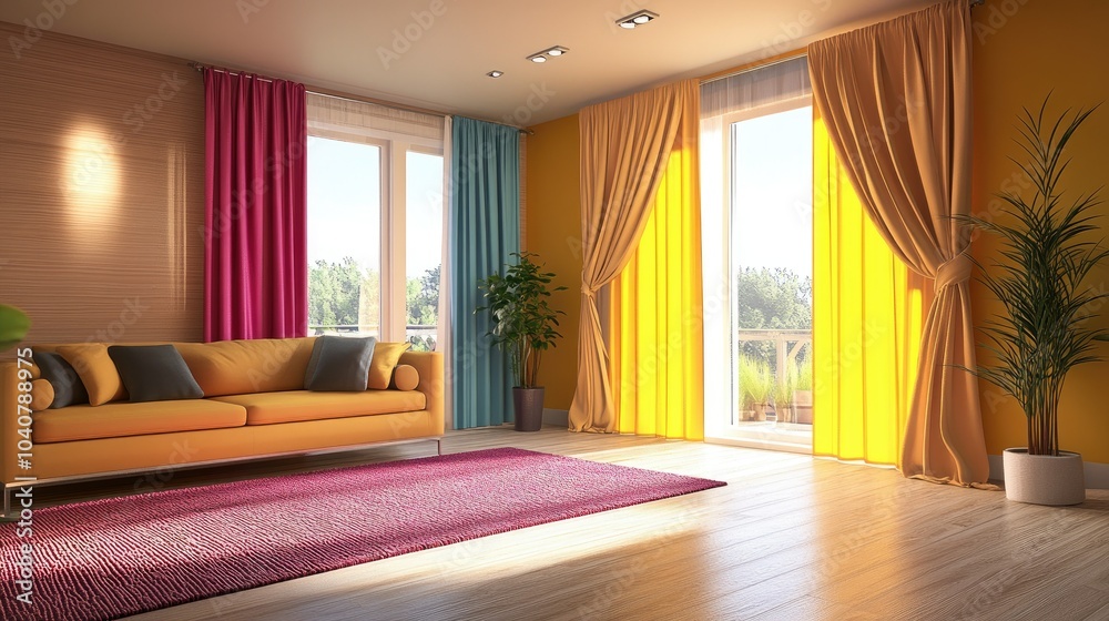 Fototapeta premium Bright and Colorful Living Room Interior Design