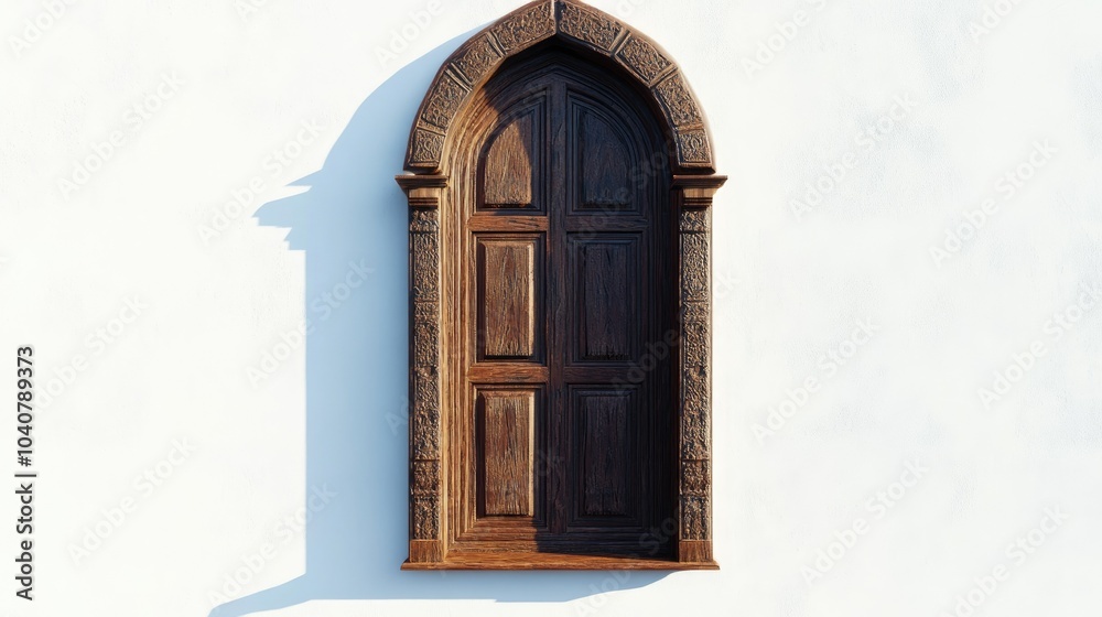 Obraz premium Charming Brown Wooden Window with Intricate Design