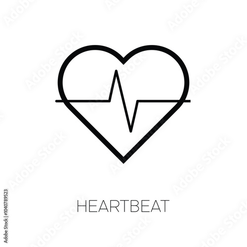 Heart beat icon. Heartbeat , heart beat pulse flat icon for medical apps and websites. Heart and cardiogram, heartbeat simple black line web icon vector illustration.