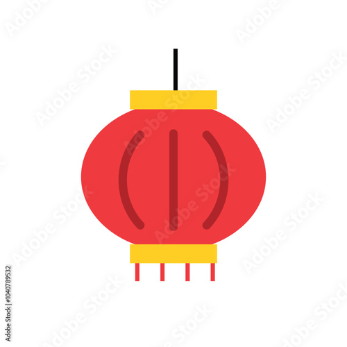 Red Chinese lantern, a traditional symbol of prosperity, ready to be used for design decoration on an isolated background. Vector illustration.