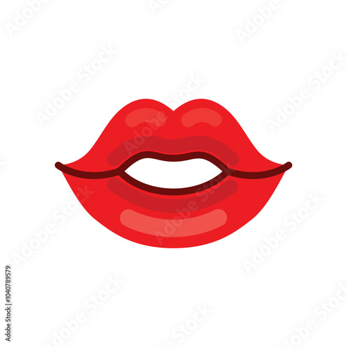 Red lips icon. Vector illustration of sexy woman's lips.