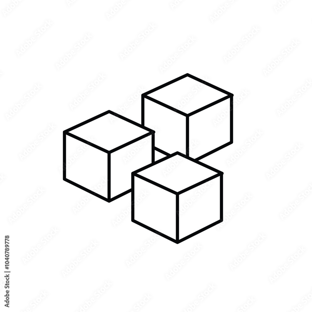 Sugar cubes line icon isolated on white background. Vector illustration. Sugar cubes line icon isolated on white background. Vector illustration.
