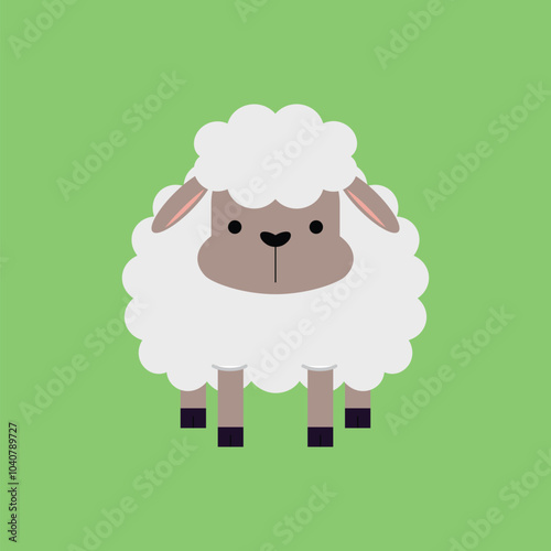 Cute cartoon sheep character. Vector illustration.