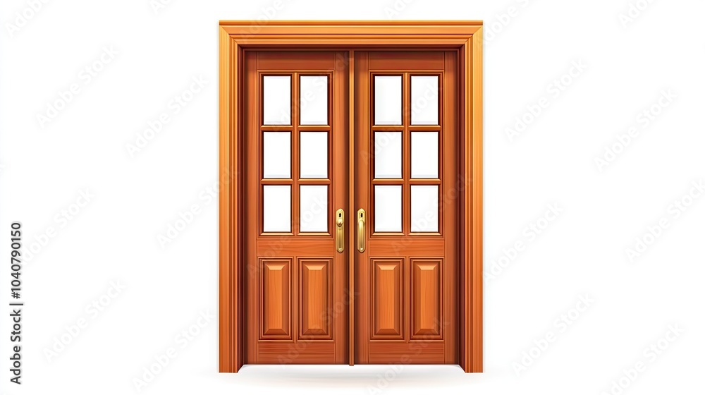 Wooden Double Door Vector Illustration Wooden Double Door Vector Illustration