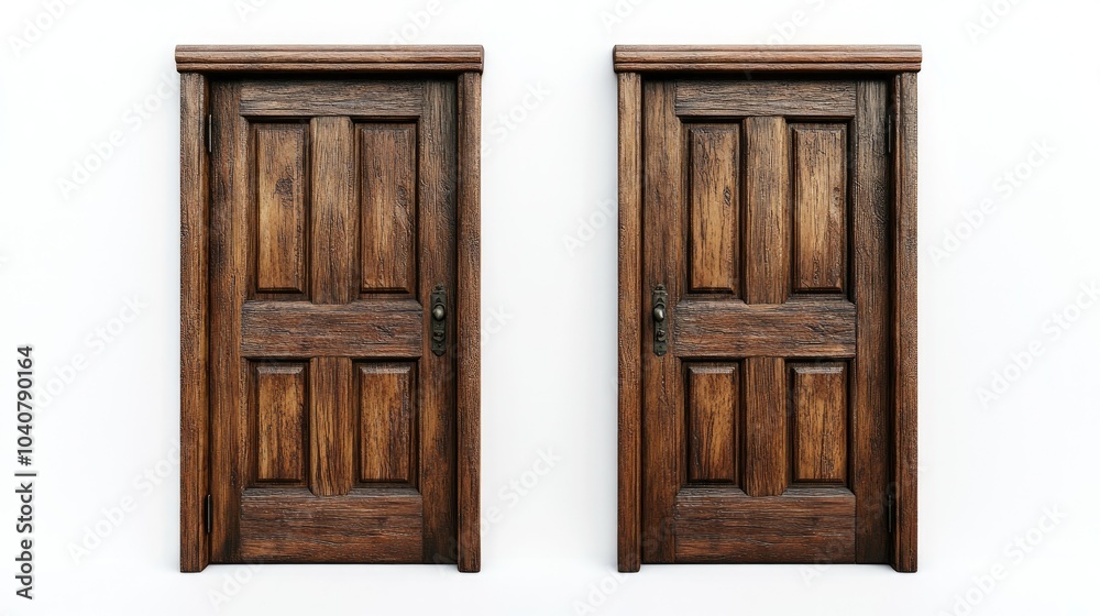 Obraz premium Wooden Door 3D Illustration for Creative Projects