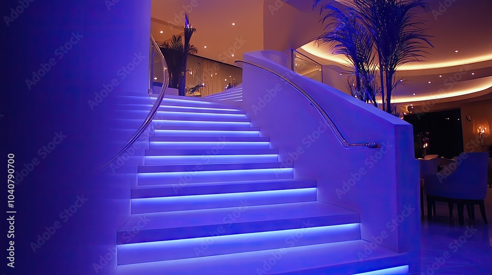 Fototapeta premium Modern Hotel Interior with Dramatic Lighting