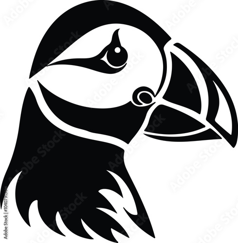 Black silhouette of puffin head