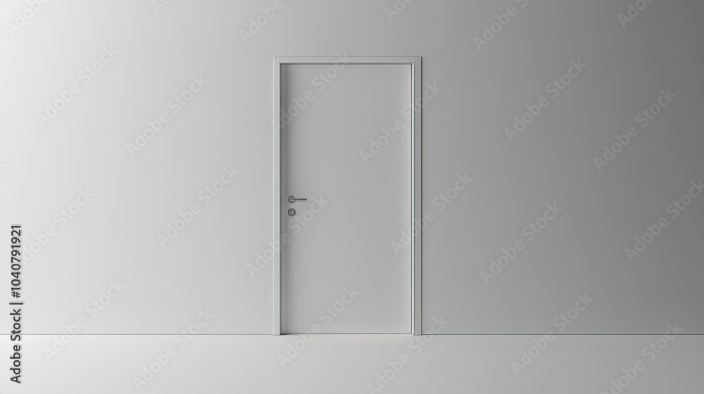 Modern 3D Render of a Closed White Door Modern 3D Render of a Closed White Door