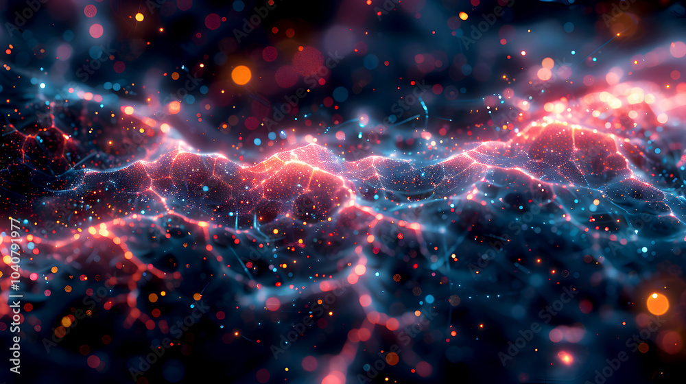 Abstract Digital Network Connection with Glowing Nodes Abstract Digital Network Connection with Glowing Nodes