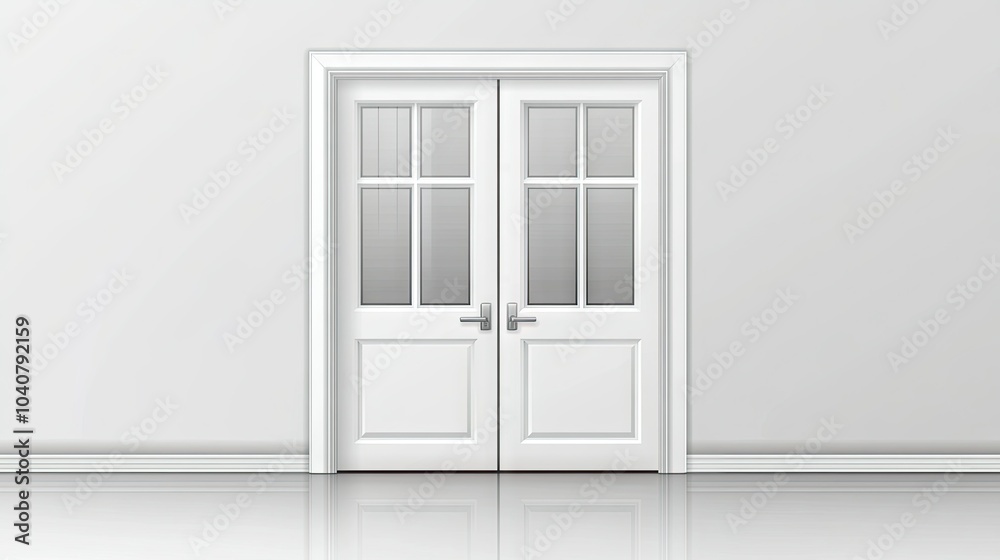 Modern White Double Door Minimalist Vector Illustration Modern White Double Door Minimalist Vector Illustration