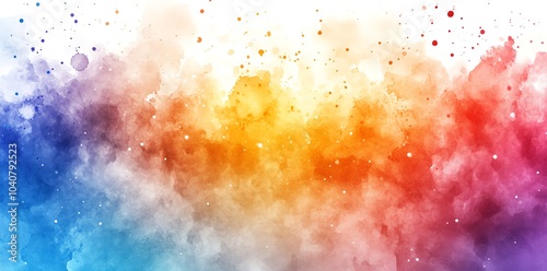 Abstract watercolor background with bright colors and white space.