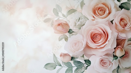 Delicate arrangement of soft pink and white roses showcasing natural beauty and elegance in a bright, serene setting