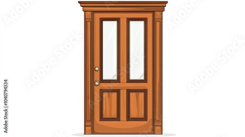 Classic Wooden Door Vector Illustration