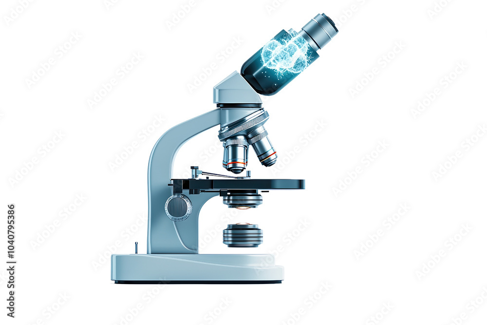Microscope with electric effects, white isolate background. isolated on transparent background. Microscope with electric effects, white isolate background. isolated on transparent background.