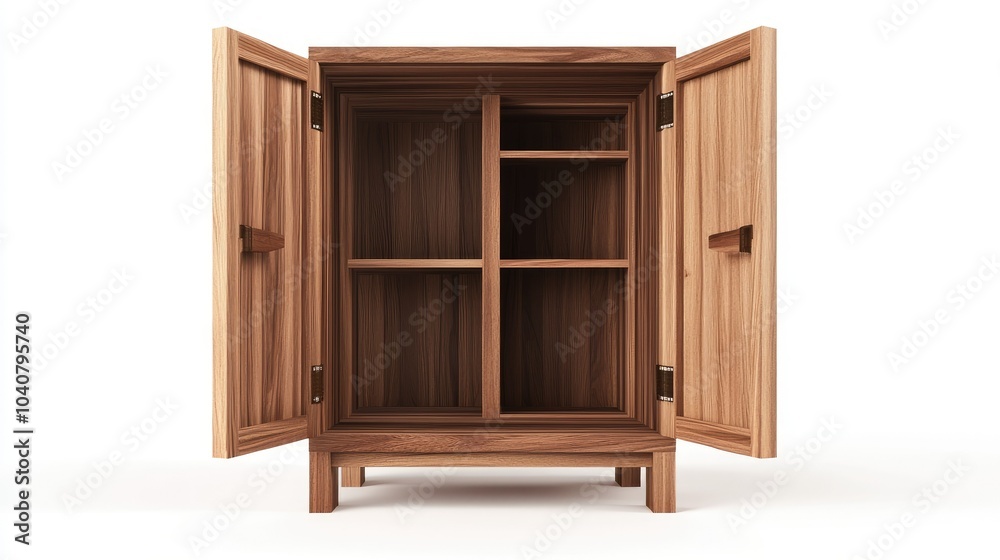 Open Wooden Cabinet with Shelves in High Resolution Open Wooden Cabinet with Shelves in High Resolution