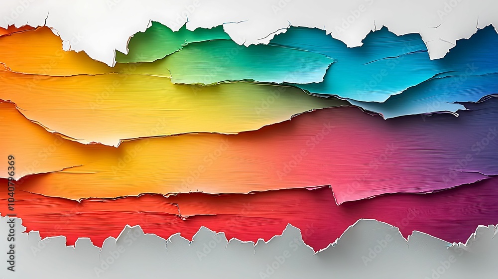 Fototapeta premium Vibrant layers of colorful paper torn artfully to create a striking abstract background for design projects