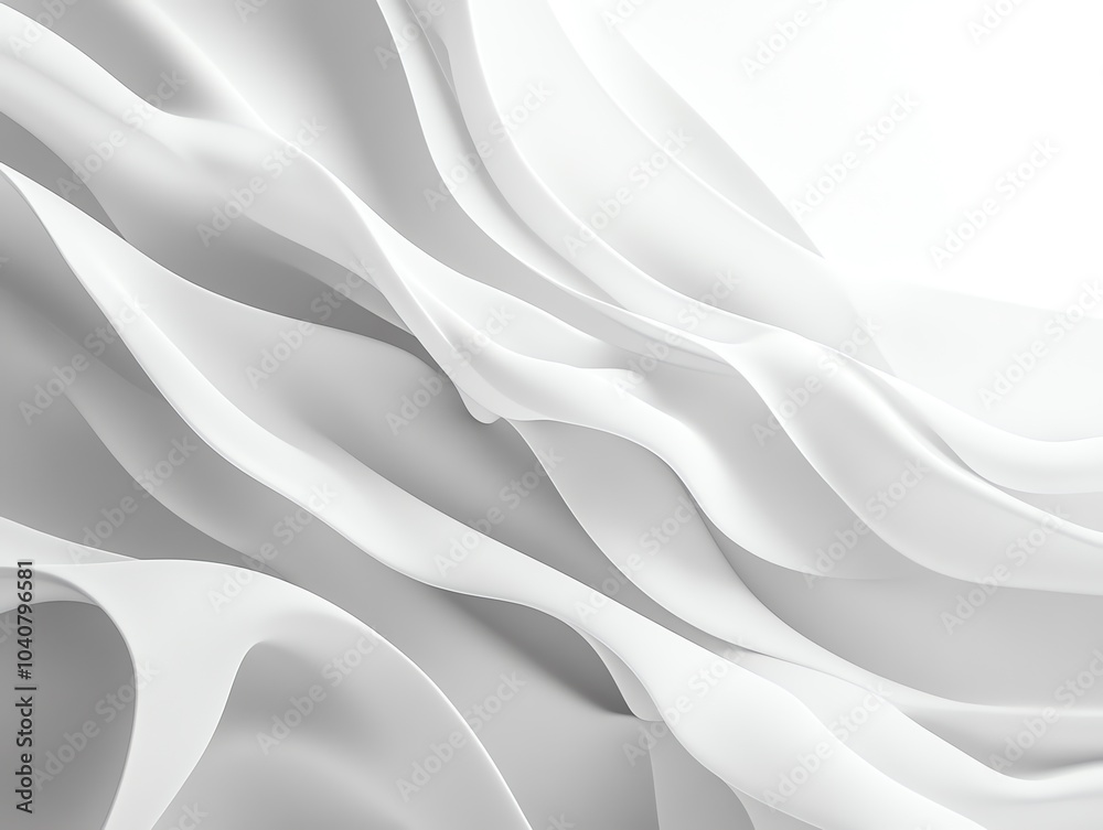 Abstract white fabric with flowing waves and a soft, blurred background. Abstract white fabric with flowing waves and a soft, blurred background.