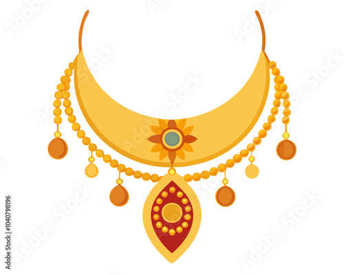 Wedding gold necklace with vector illustration photo