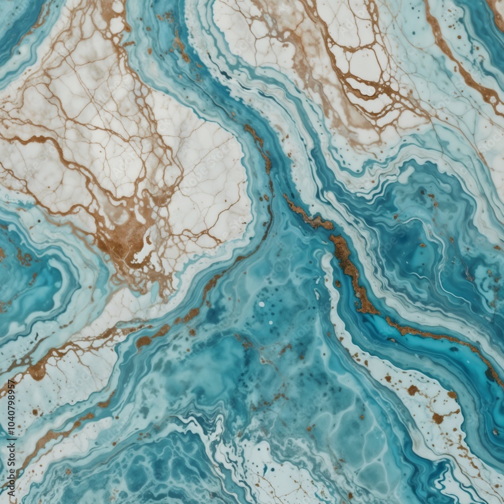 Fototapeta premium Marble texture in shades of blue and brown, creating a luxurious and natural stone pattern for backgrounds and design projects. 