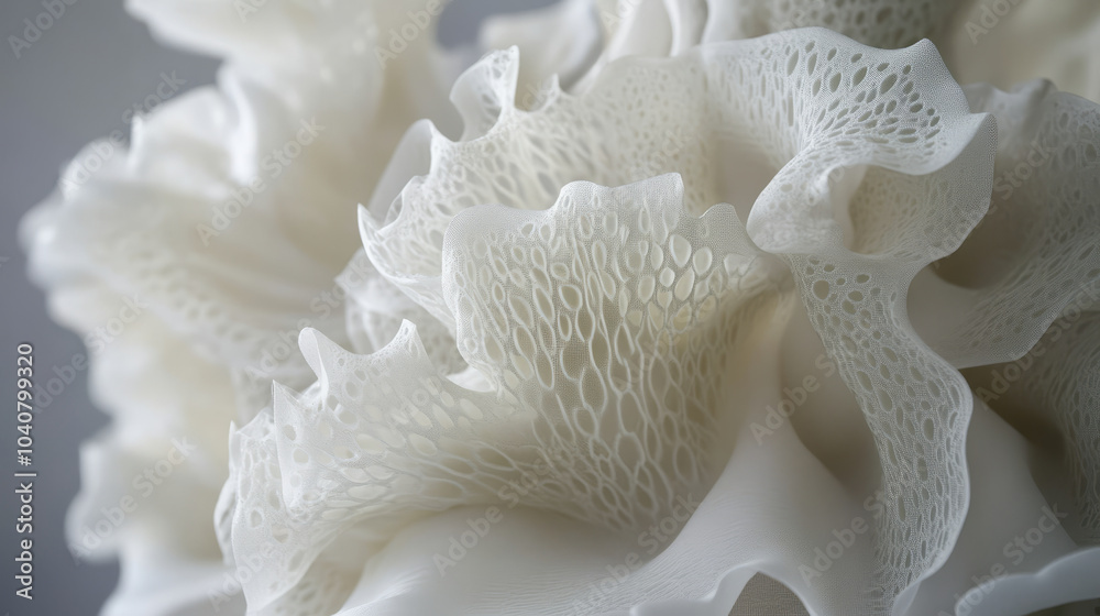 Sea anemone shapes creating a dynamic three-dimensional effect on a garment, with soft, flowing layers resembling the tentacles of anemones Sea anemone shapes creating a dynamic three-dimensional effect on a garment, with soft, flowing layers resembling the tentacles of anemones