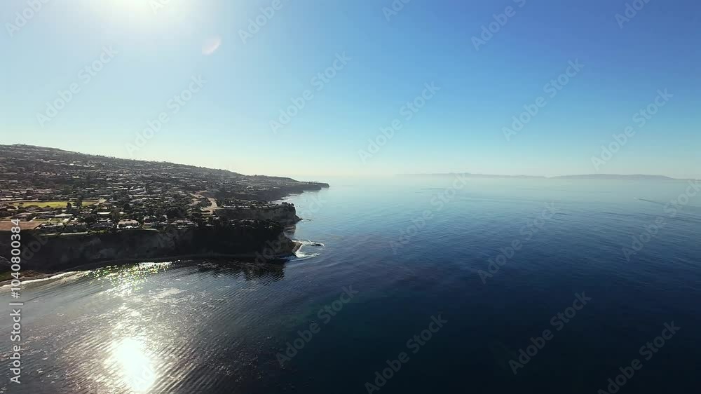 Beautiful Drone Aerial Starting At Lunada Bay, Palos Verdes Over the Coastline with Catalina Visible on the Horizon in California Beautiful Drone Aerial Starting At Lunada Bay, Palos Verdes Over the Coastline with Catalina Visible on the Horizon in California