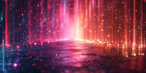 Colorful light particles create a vibrant atmosphere in a futuristic setting. Generative AI