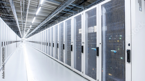 Modern Data Center with Efficient Server Racks photo