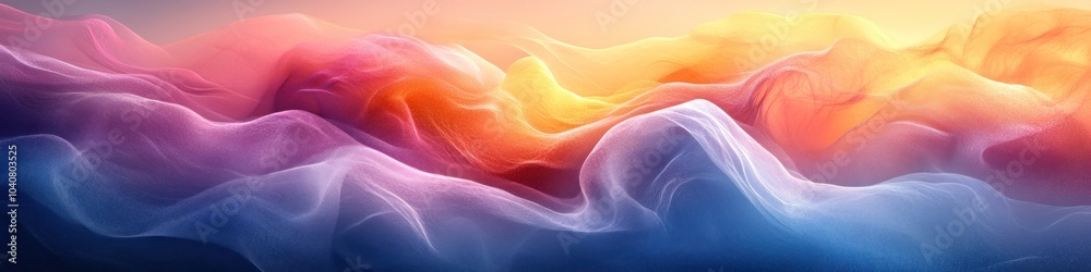 Obraz premium Abstract waves of color blending in a serene, dreamy landscape.