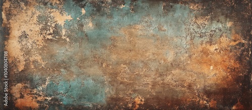 Abstract brown, blue and orange grunge textured background.