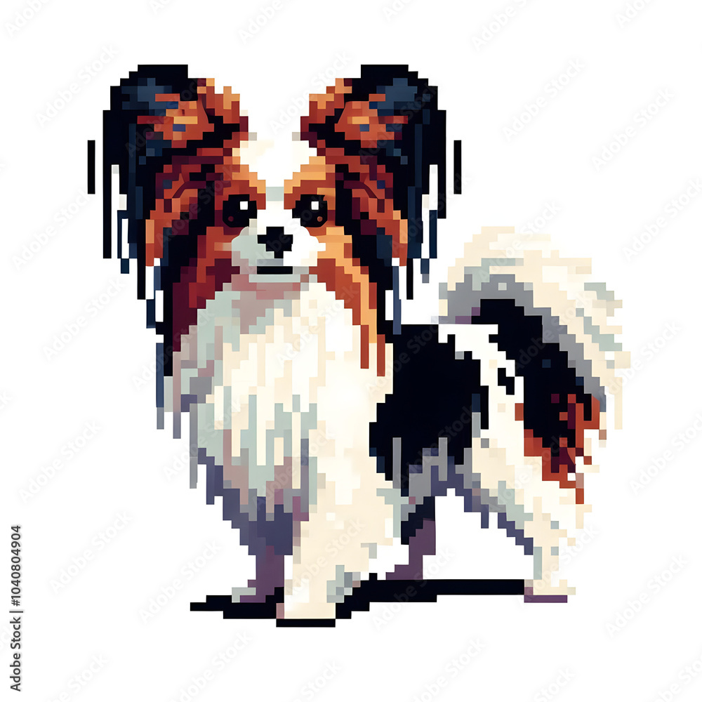 Obraz premium 흰 배경, 빠삐용, 픽셀아트 (white background, Papillon, pixel art)