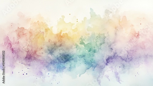 Abstract watercolor background with rainbow colors on white.