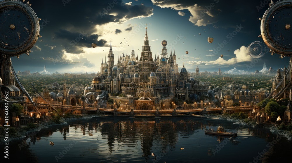 Fototapeta premium A City of Dreams - A Masterpiece of Digital Art