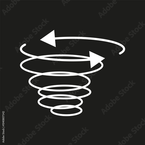 Spiral motion icon. Rotating arrows symbol. Circular vector shape. Movement graphic design.