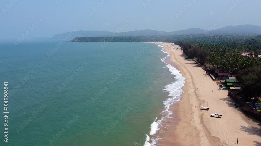 Beach with Ocean waves, Aerial View of Sea showing a beautiful Travel Destination Beach with Ocean waves, Aerial View of Sea showing a beautiful Travel Destination