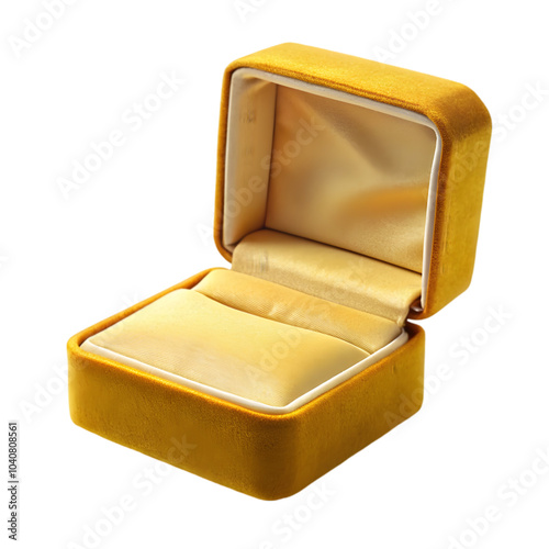 golden velvet opened gift jewelry box epmty isolated on transparent background photo