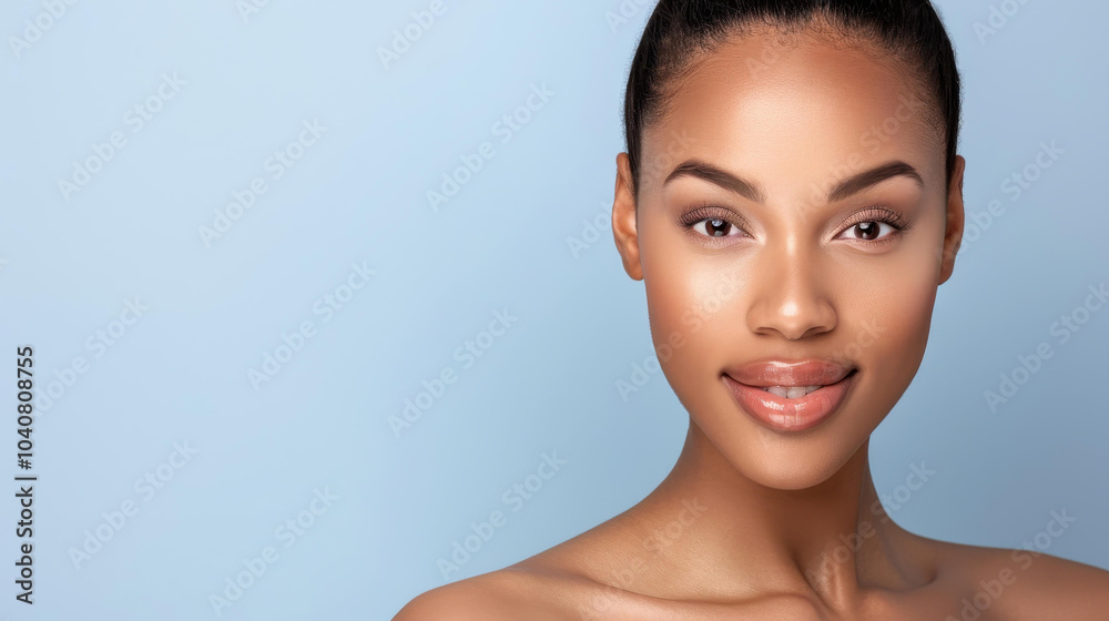 A woman striking a confident pose against a vibrant blue backdrop, showcasing her unique style and charisma in a closeup shot. A woman striking a confident pose against a vibrant blue backdrop, showcasing her unique style and charisma in a closeup shot.