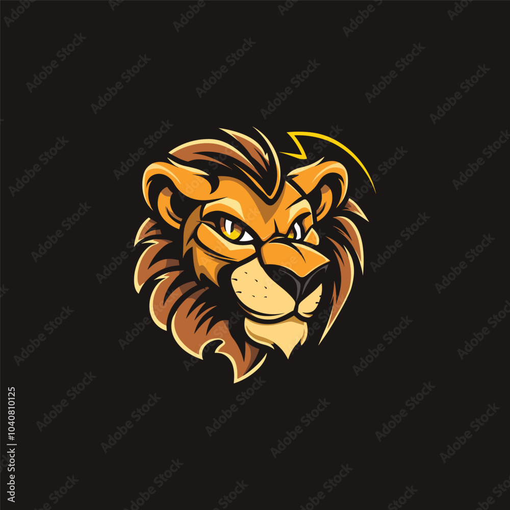 Obraz premium Character head lion logo icon flat vector illustration