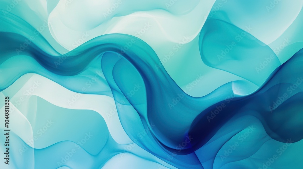 Fototapeta premium Blue Waves Abstract Background: A Serene Digital Art Expression