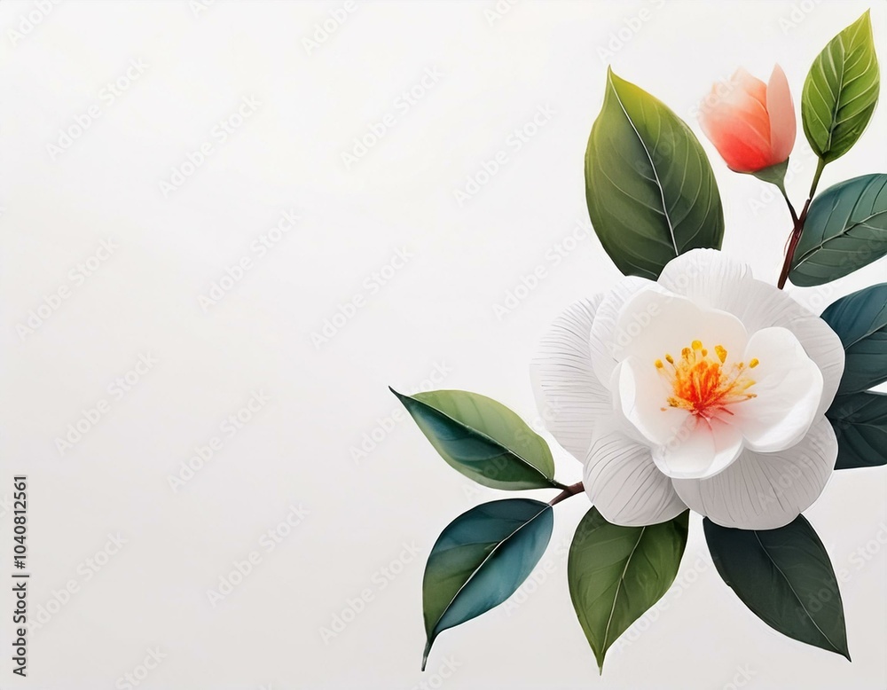 Naklejka premium 椿の花 背景 フレーム 素材