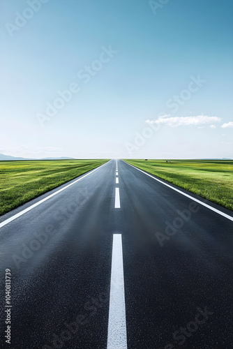 Serene and Ready: The Tranquil Beauty of an Empty Runway Stretching Toward the Horizon